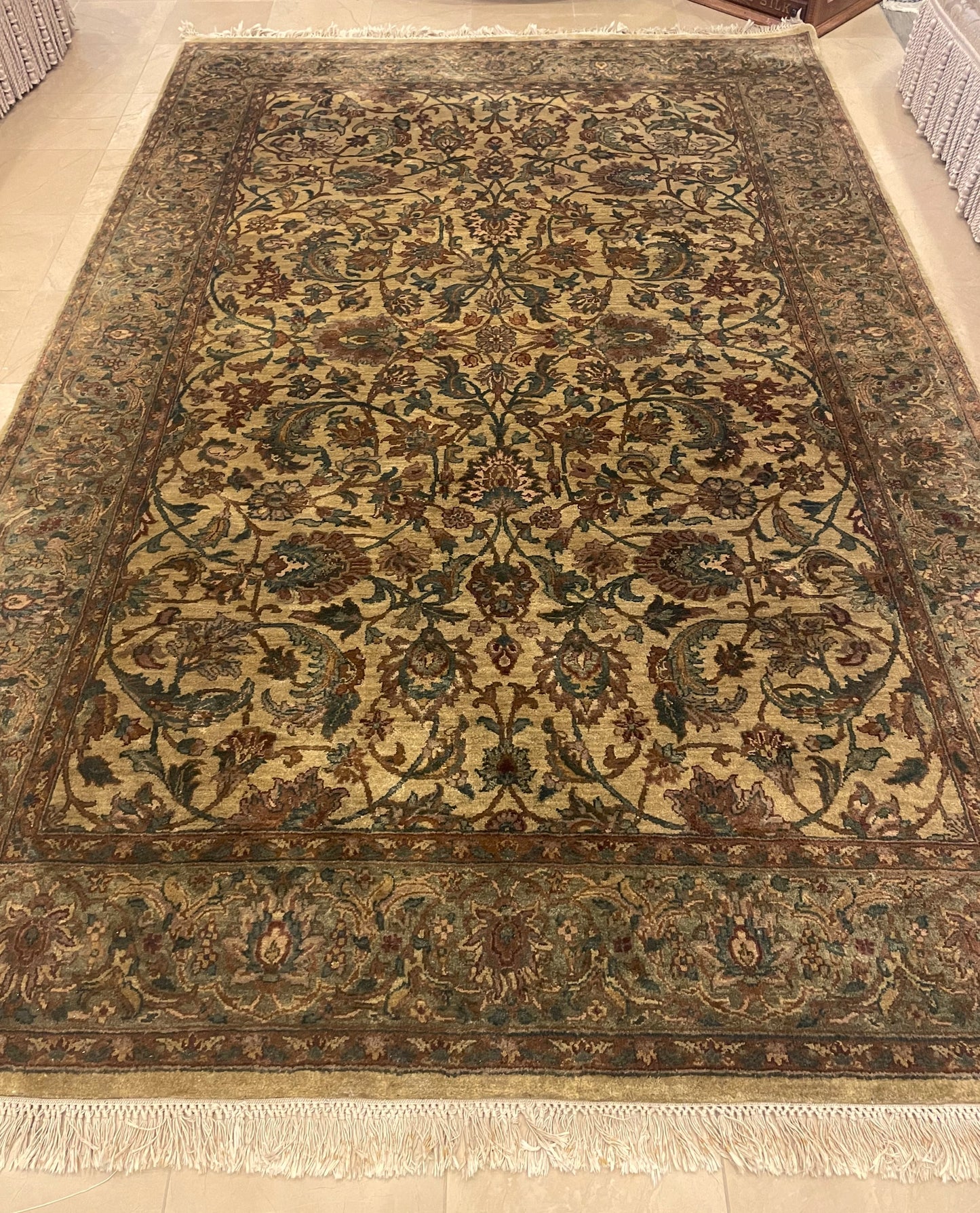 Hand Knotted Green Floral Rug 6x9 (KLTFGD)