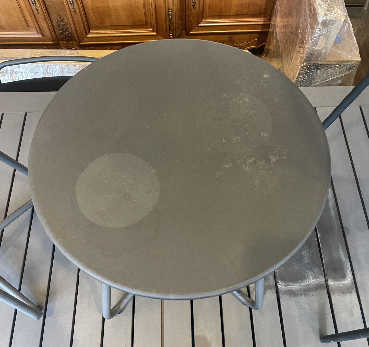 Crate and Barrel Steel Side Table, round (Two available) (0HV007)