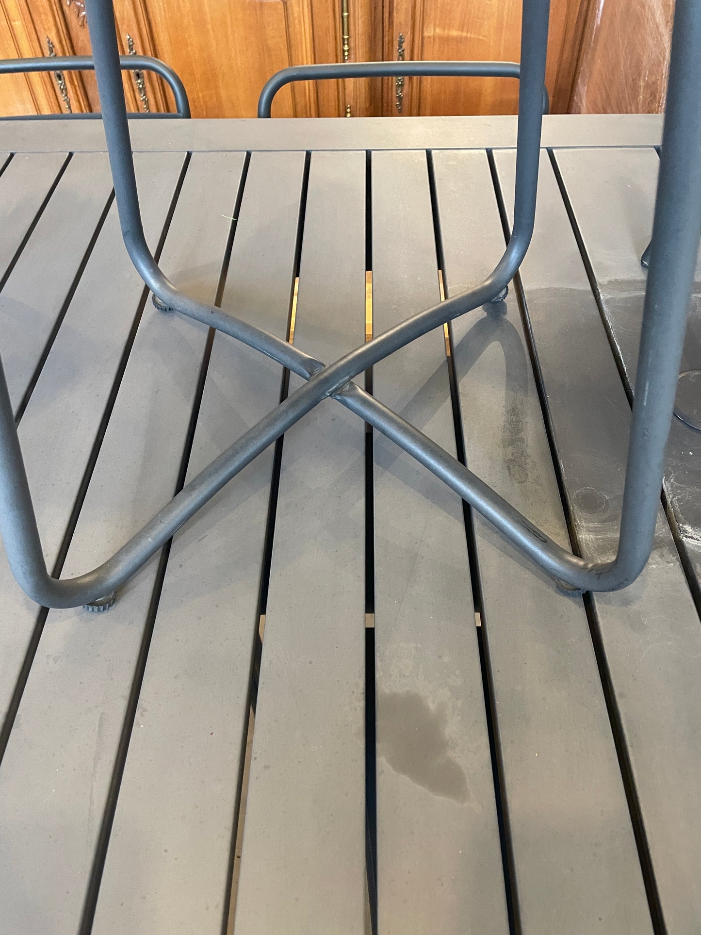 Crate and Barrel Steel Side Table, round (Two available) (0HV007)