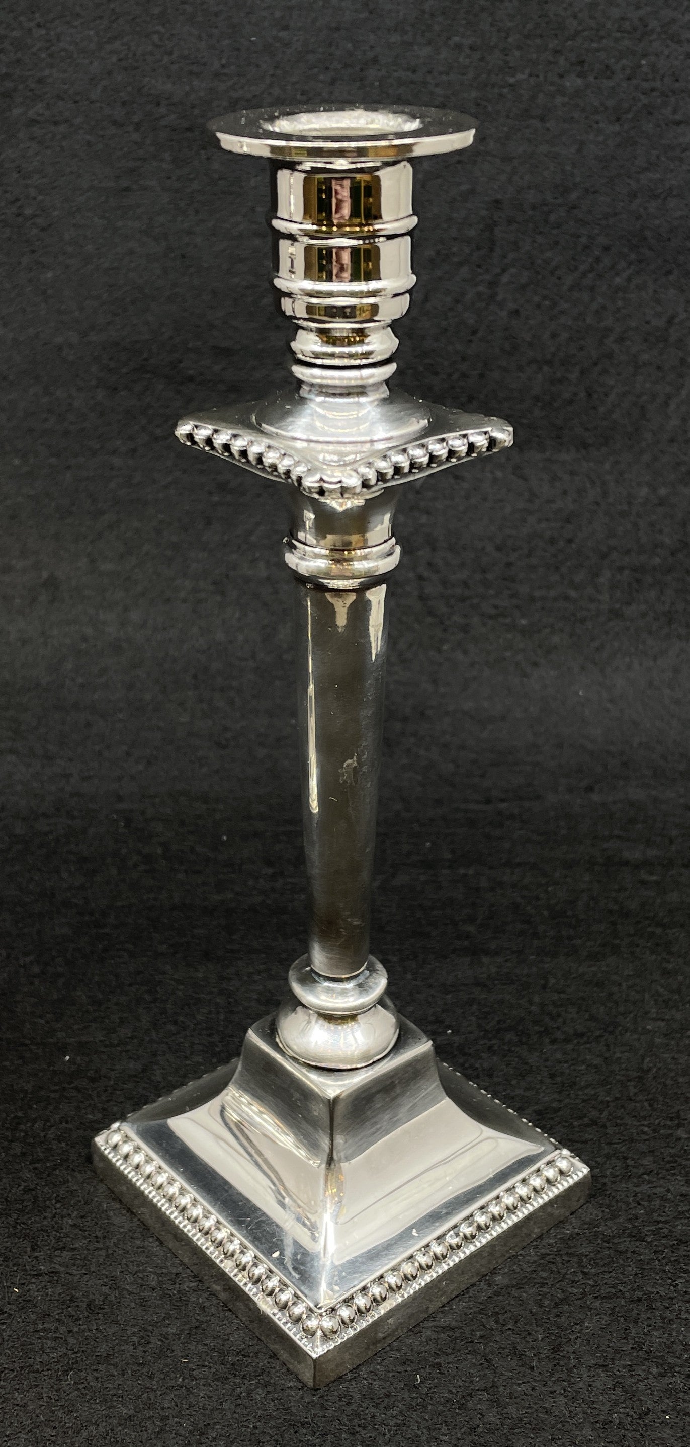 Silverplate George III Reproduction Candlesticks, a pair (0JL01G)