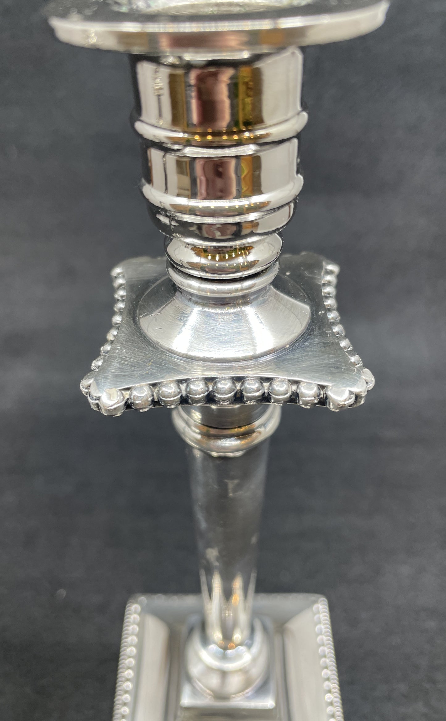 Silverplate George III Reproduction Candlesticks, a pair (0JL01G)
