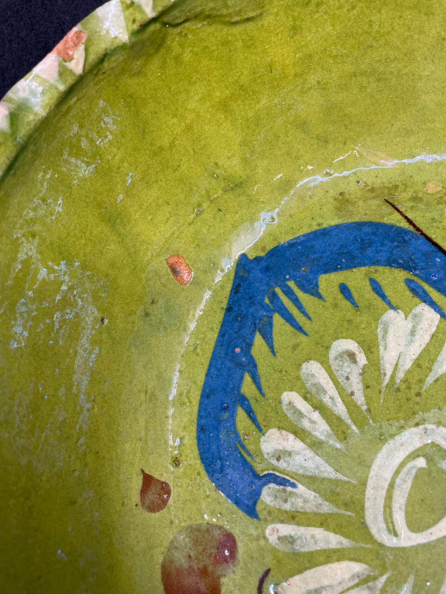 Tlaquepaque Green Glazed Mexican Terracotta Bowl (0JL01J)