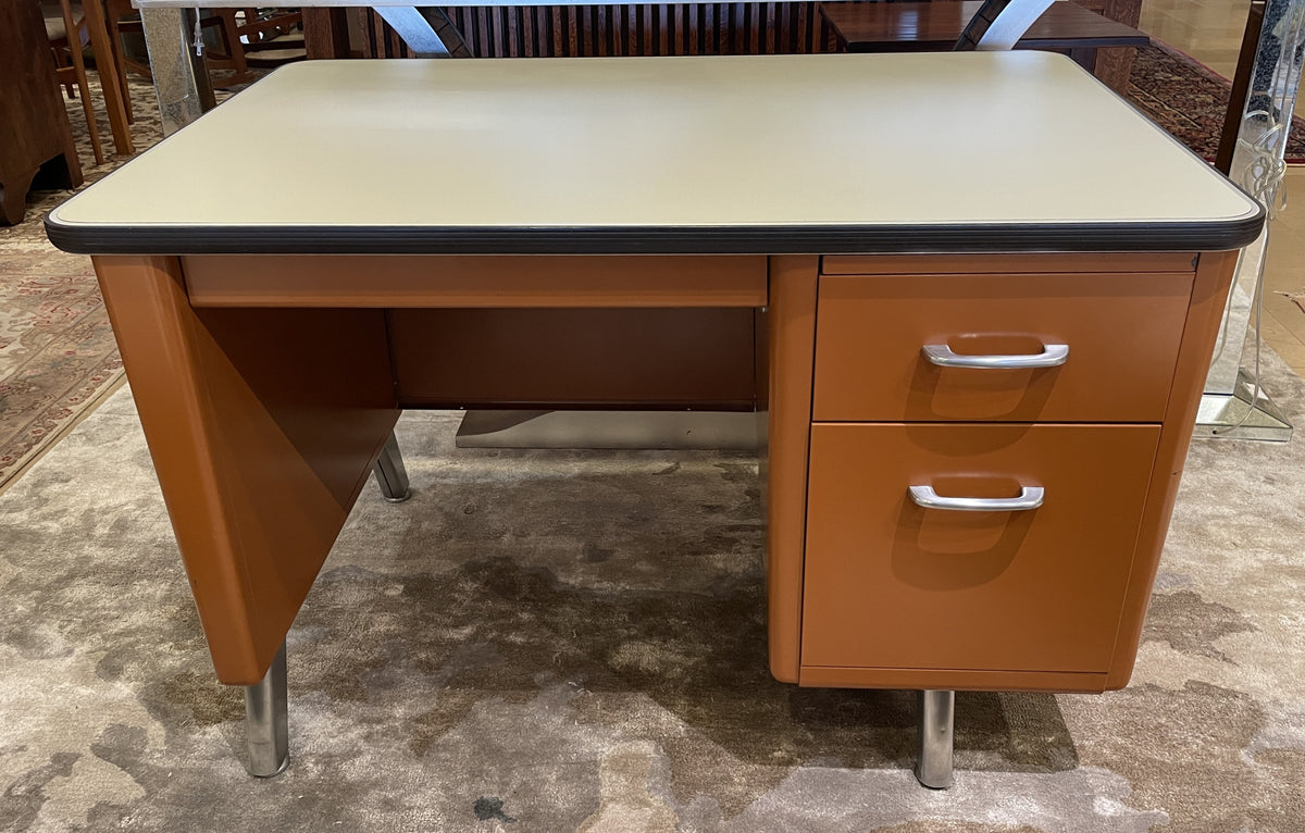 Vintage Allsteel Orange Tanker Desk (03N008)