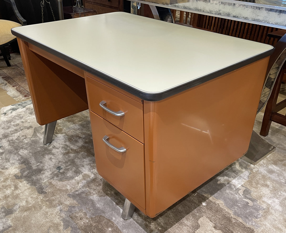 Vintage Allsteel Orange Tanker Desk (03N008)