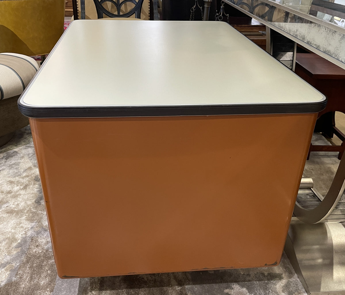 Vintage Allsteel Orange Tanker Desk (03N008)
