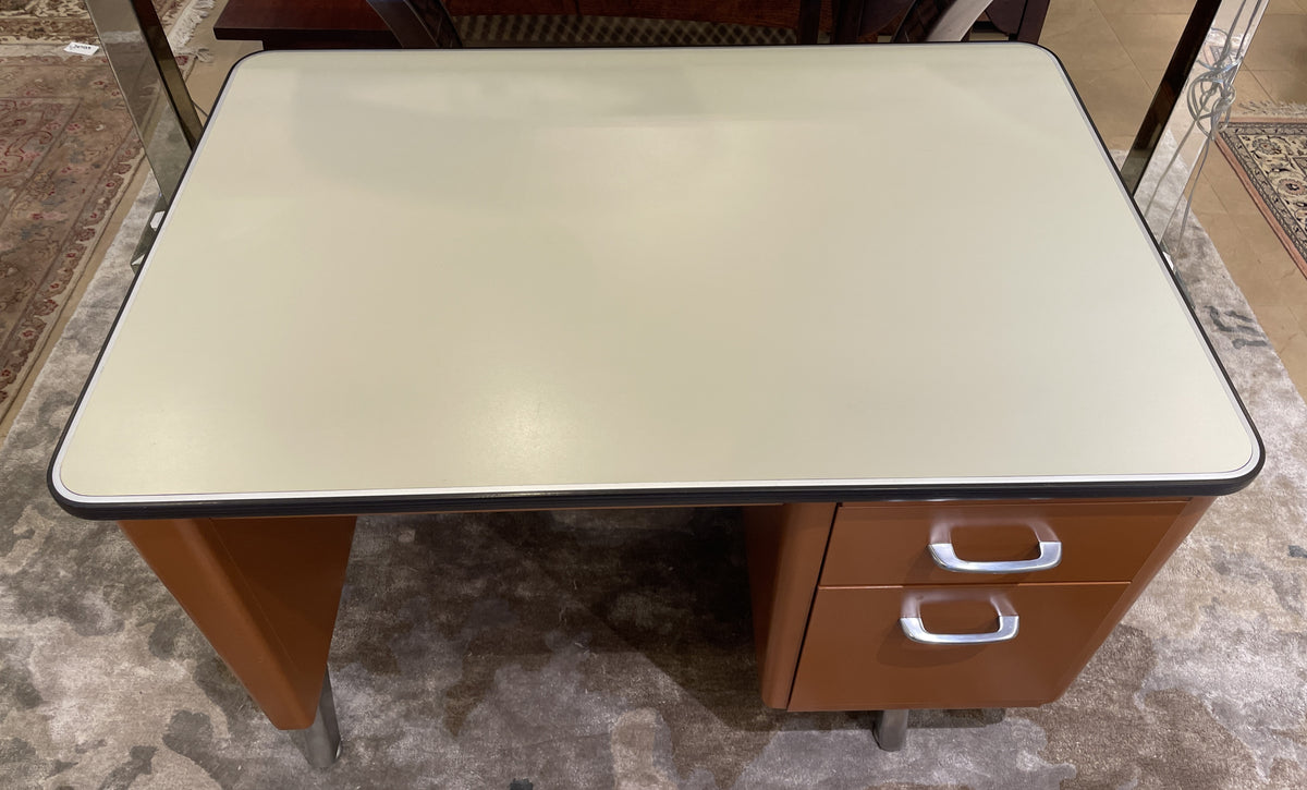 Vintage Allsteel Orange Tanker Desk (03N008)