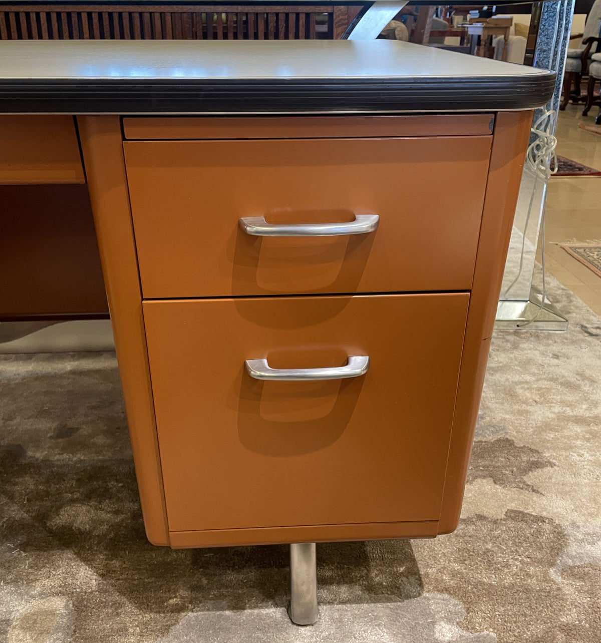 Vintage Allsteel Orange Tanker Desk (03N008)