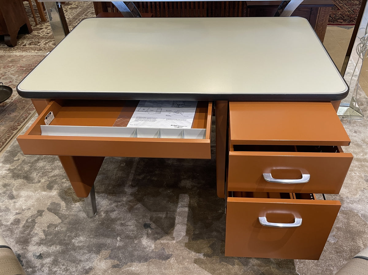 Vintage Allsteel Orange Tanker Desk (03N008)