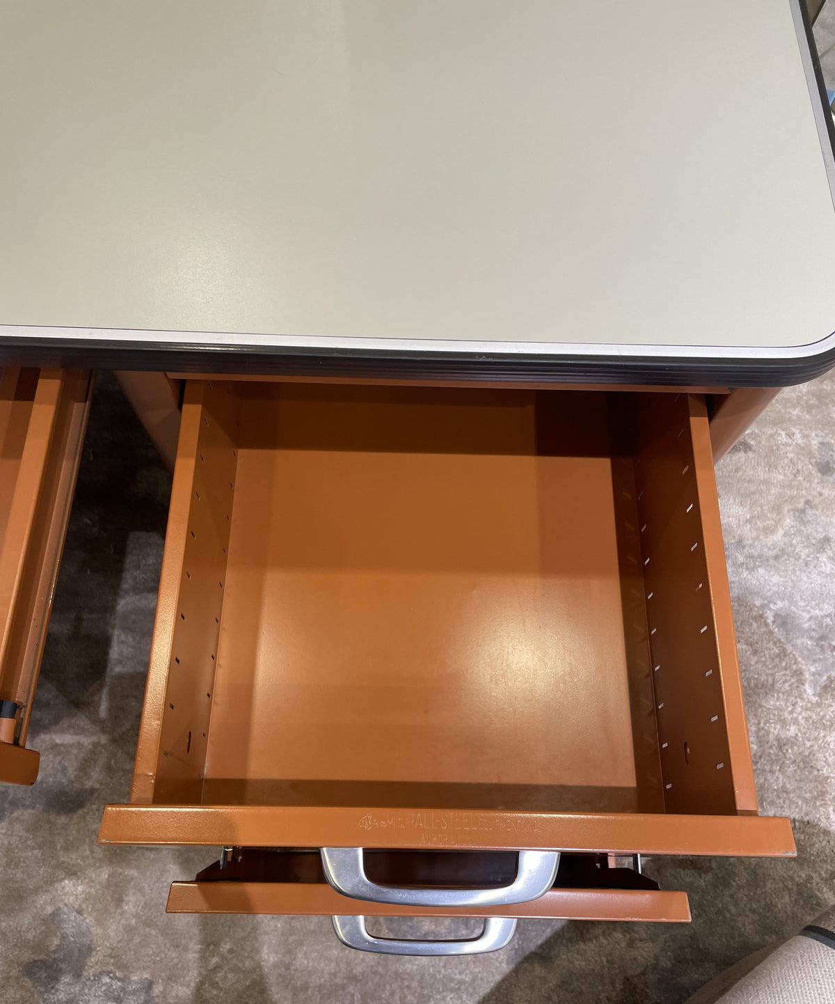 Vintage Allsteel Orange Tanker Desk (03N008)