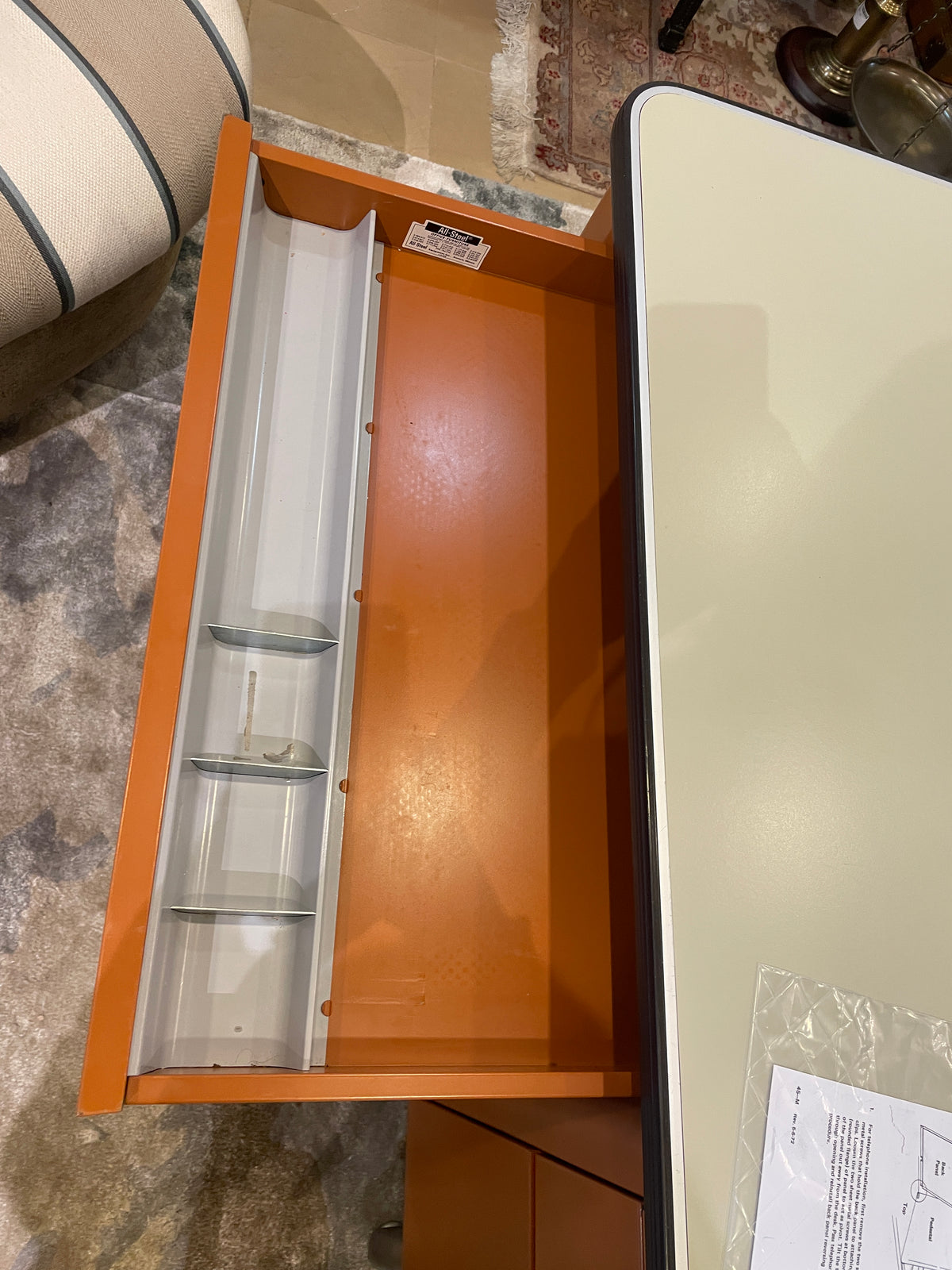 Vintage Allsteel Orange Tanker Desk (03N008)