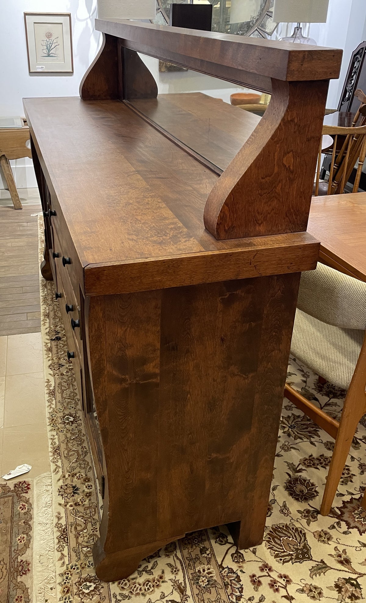 Antique 1900s Chicago Sideboard with mirrored gallery, Empire influence (03N007)