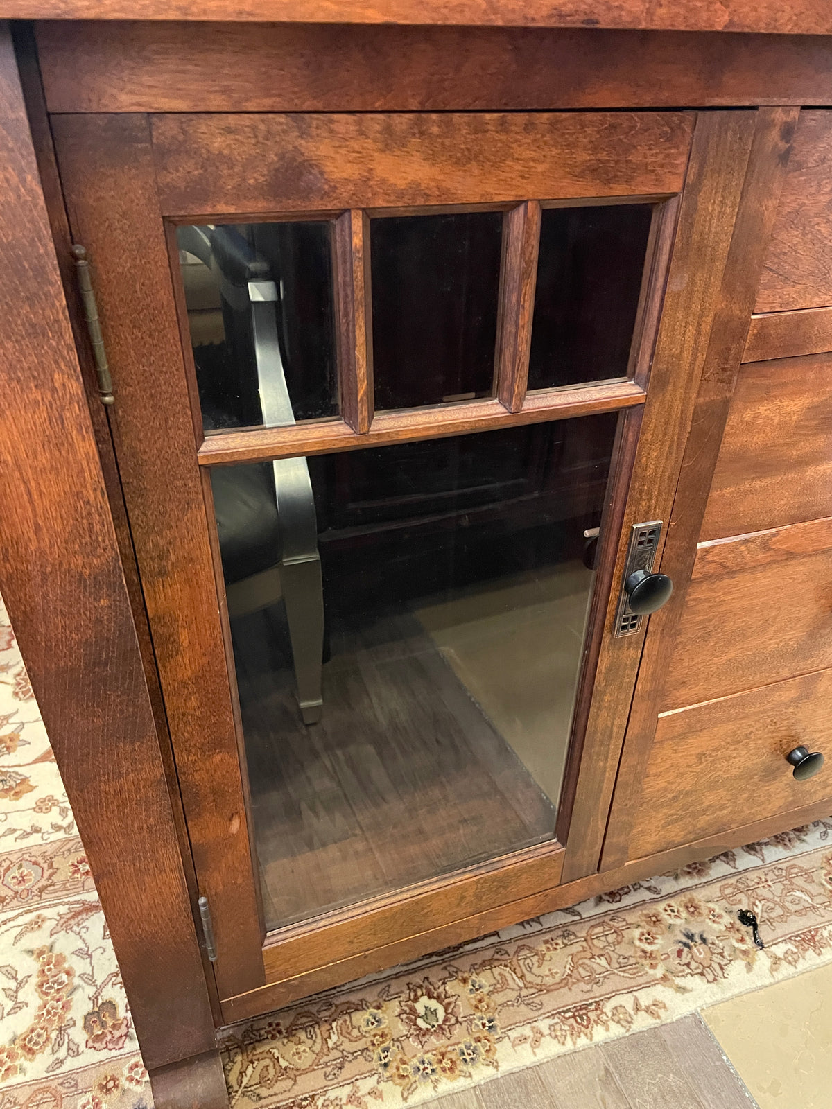 Antique 1900s Chicago Sideboard with mirrored gallery, Empire influence (03N007)