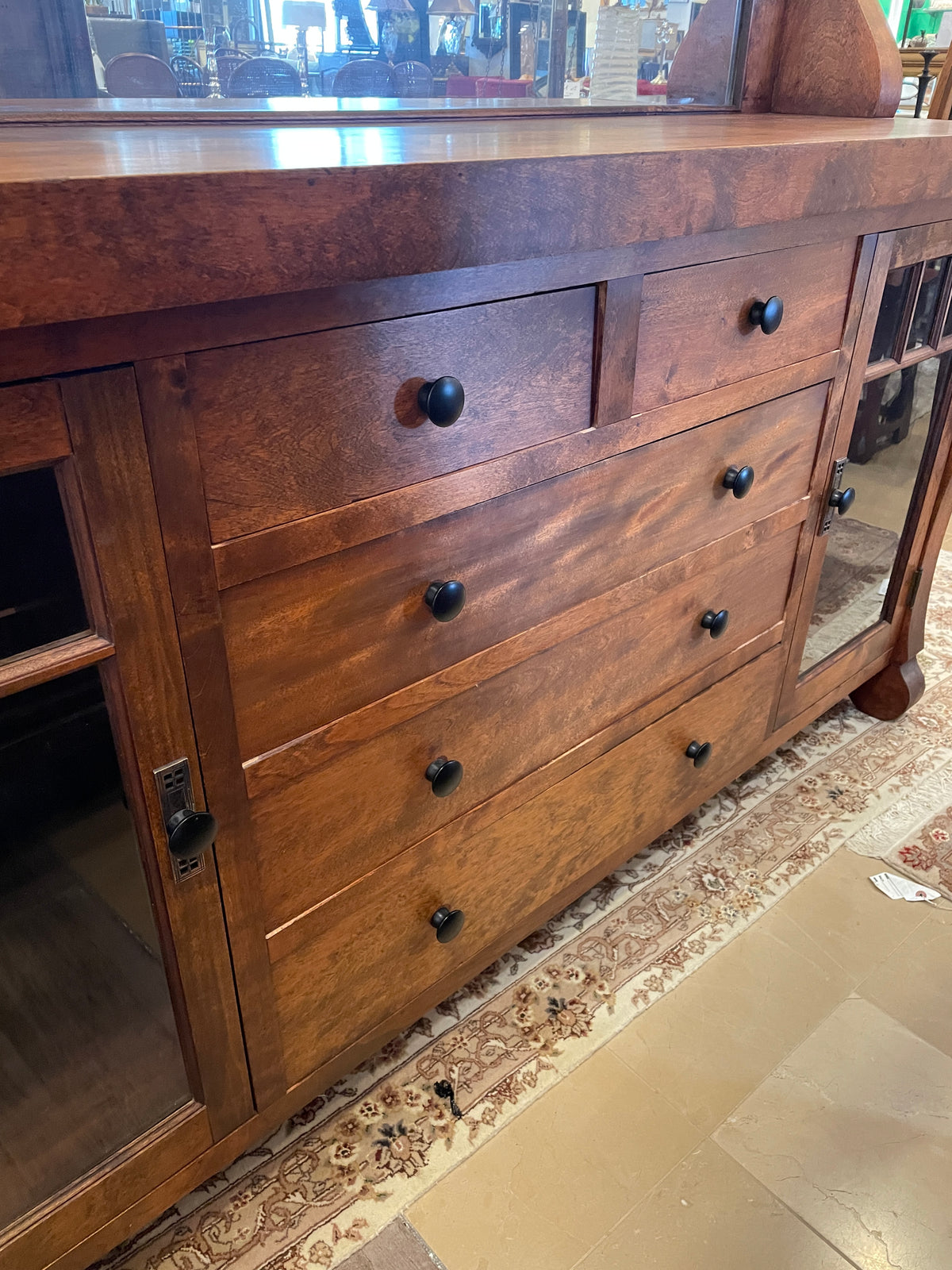 Antique 1900s Chicago Sideboard with mirrored gallery, Empire influence (03N007)