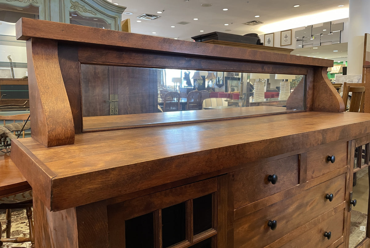 Antique 1900s Chicago Sideboard with mirrored gallery, Empire influence (03N007)