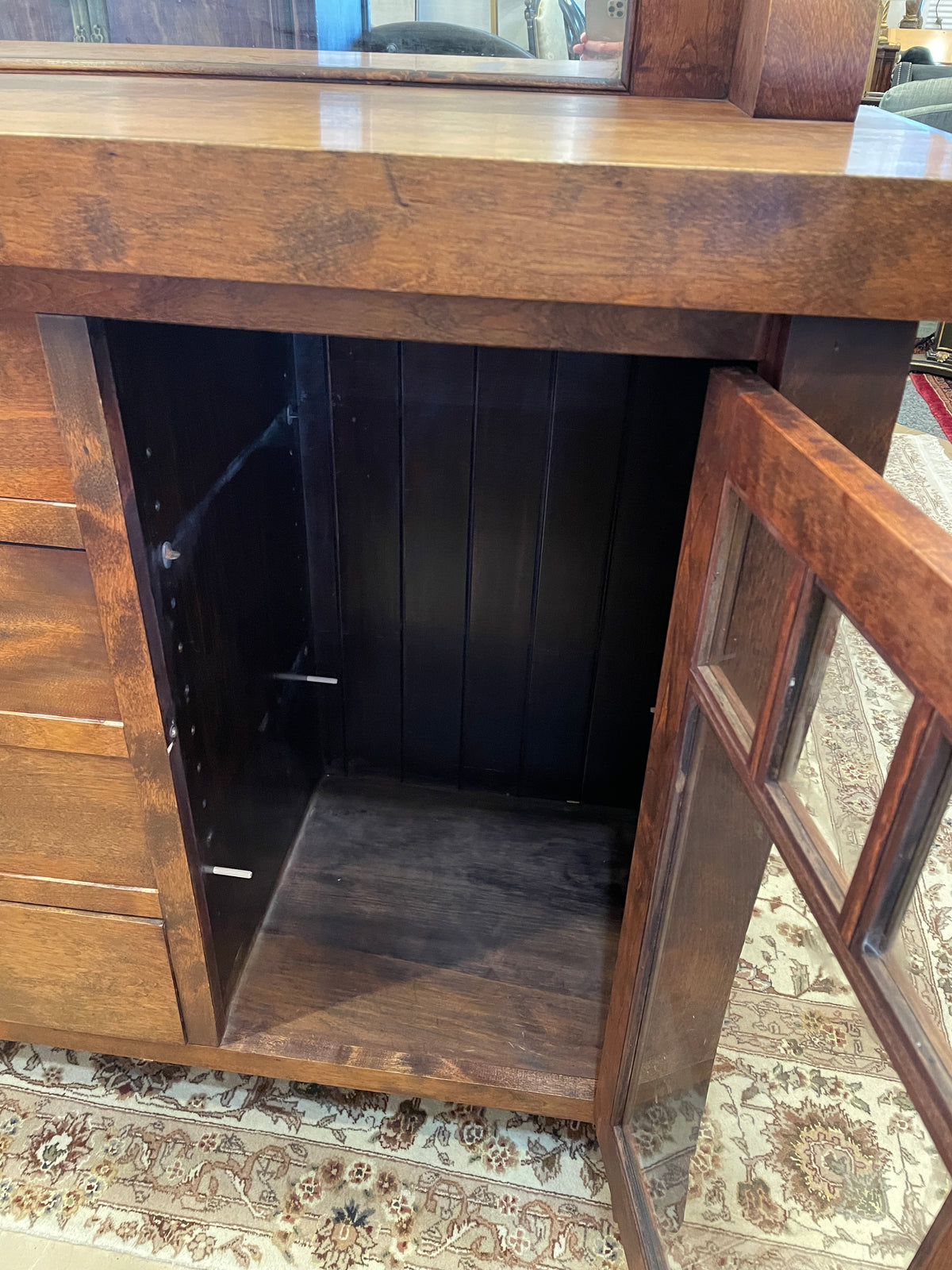 Antique 1900s Chicago Sideboard with mirrored gallery, Empire influence (03N007)