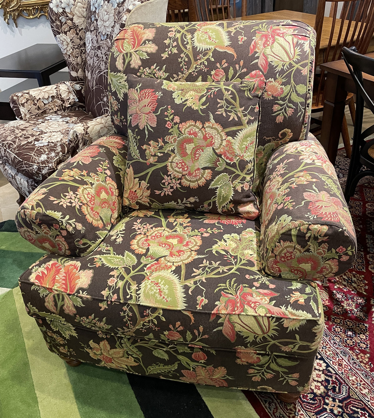 Paisley Ethan Allen Club Chair, browns (0Q6003)