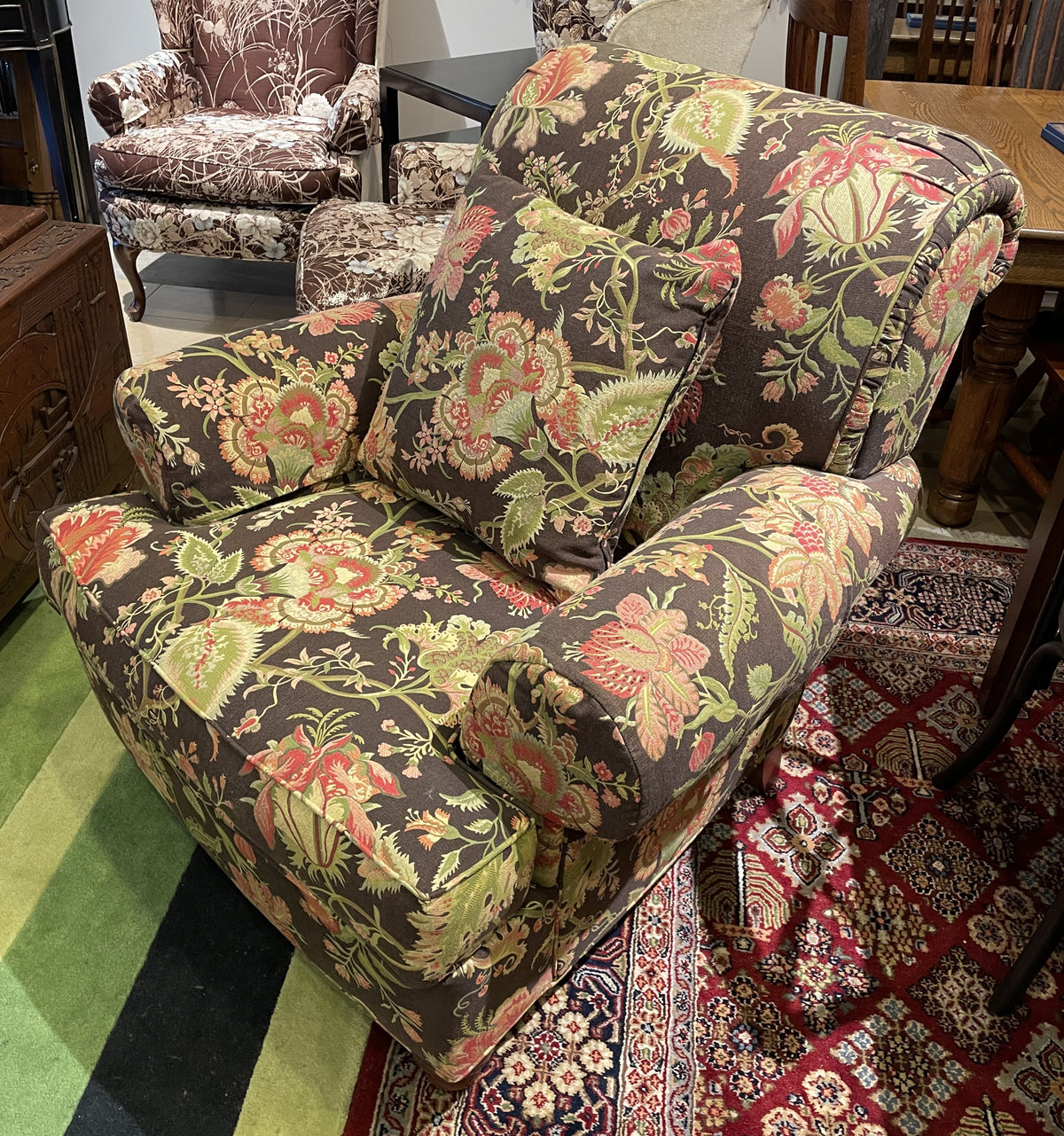 Paisley Ethan Allen Club Chair, browns (0Q6003)