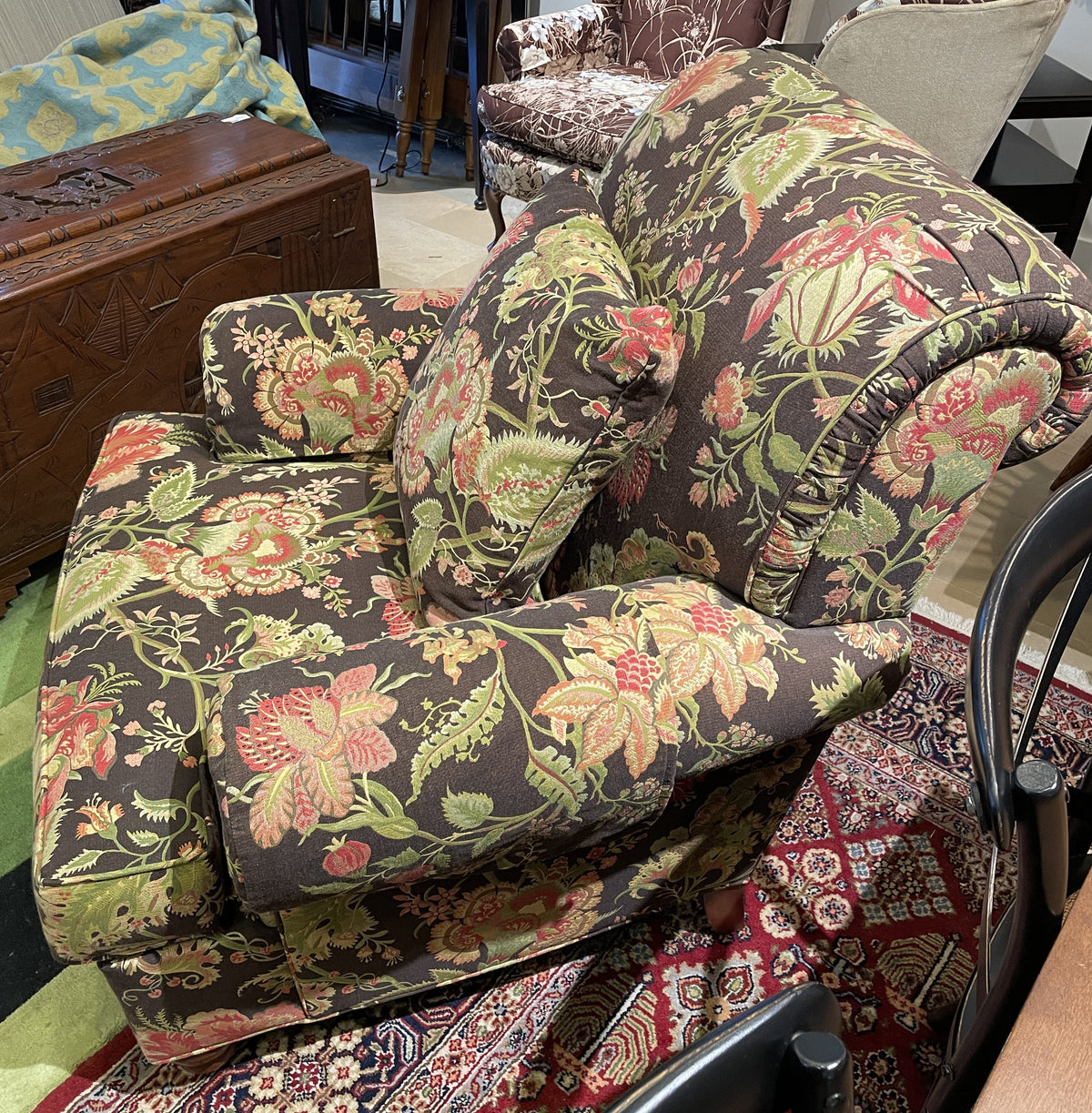 Paisley Ethan Allen Club Chair, browns (0Q6003)