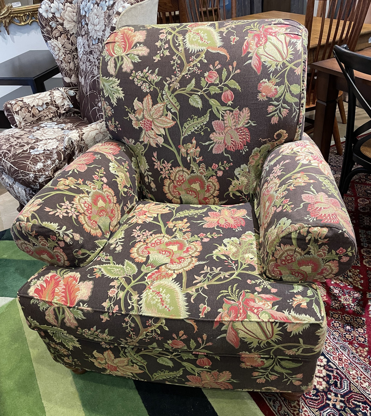 Paisley Ethan Allen Club Chair, browns (0Q6003)