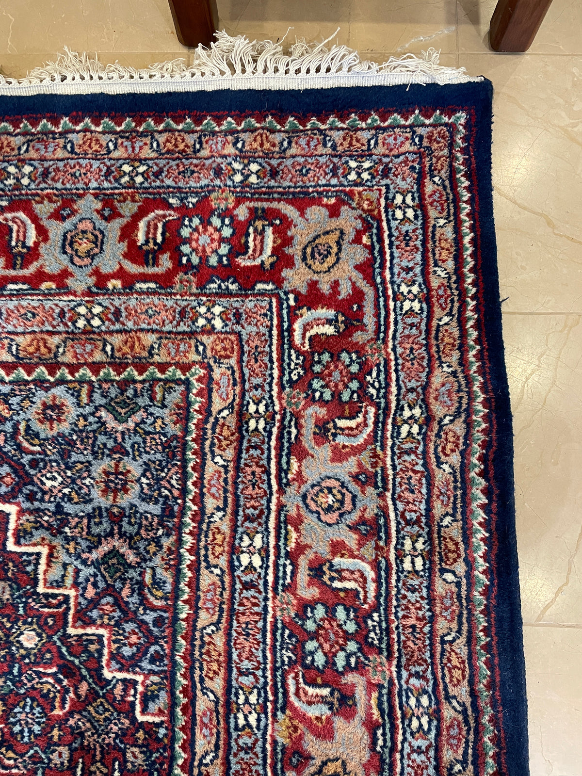 Hand Knotted Bidjar Rug Blues and Reds (6'x9') (0QI001)