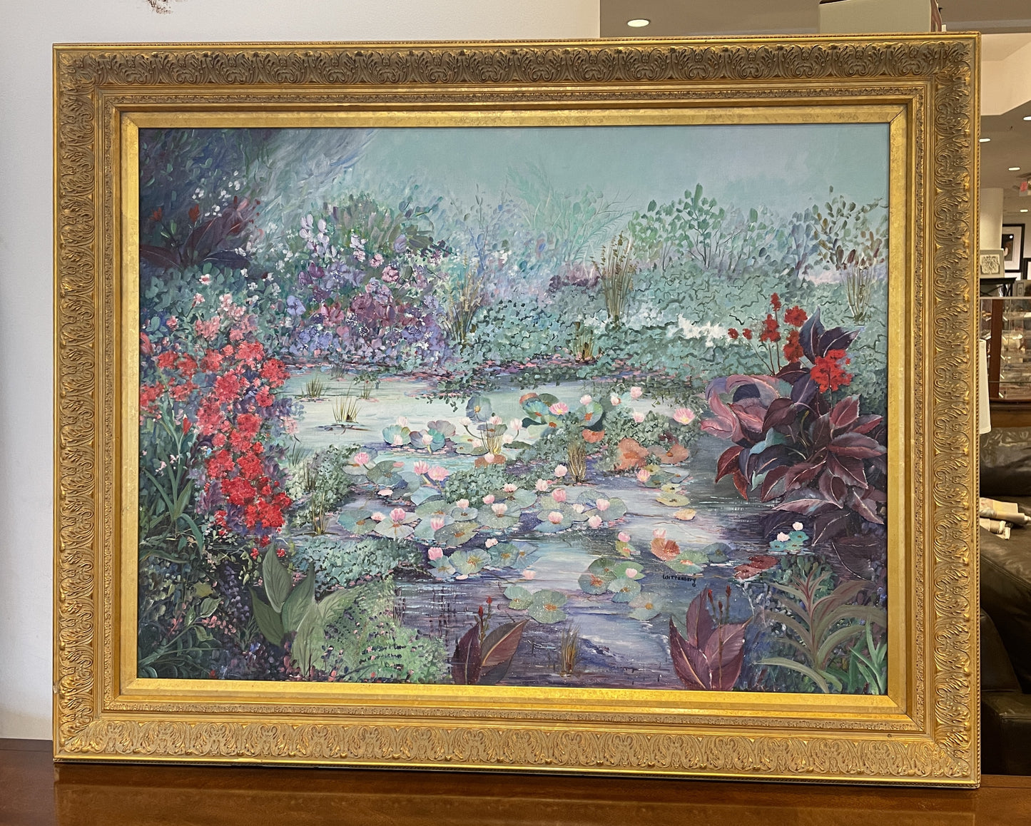 Jeanette Wittenberg Oil on Canvas, Lilies on the Pond (0I8002)
