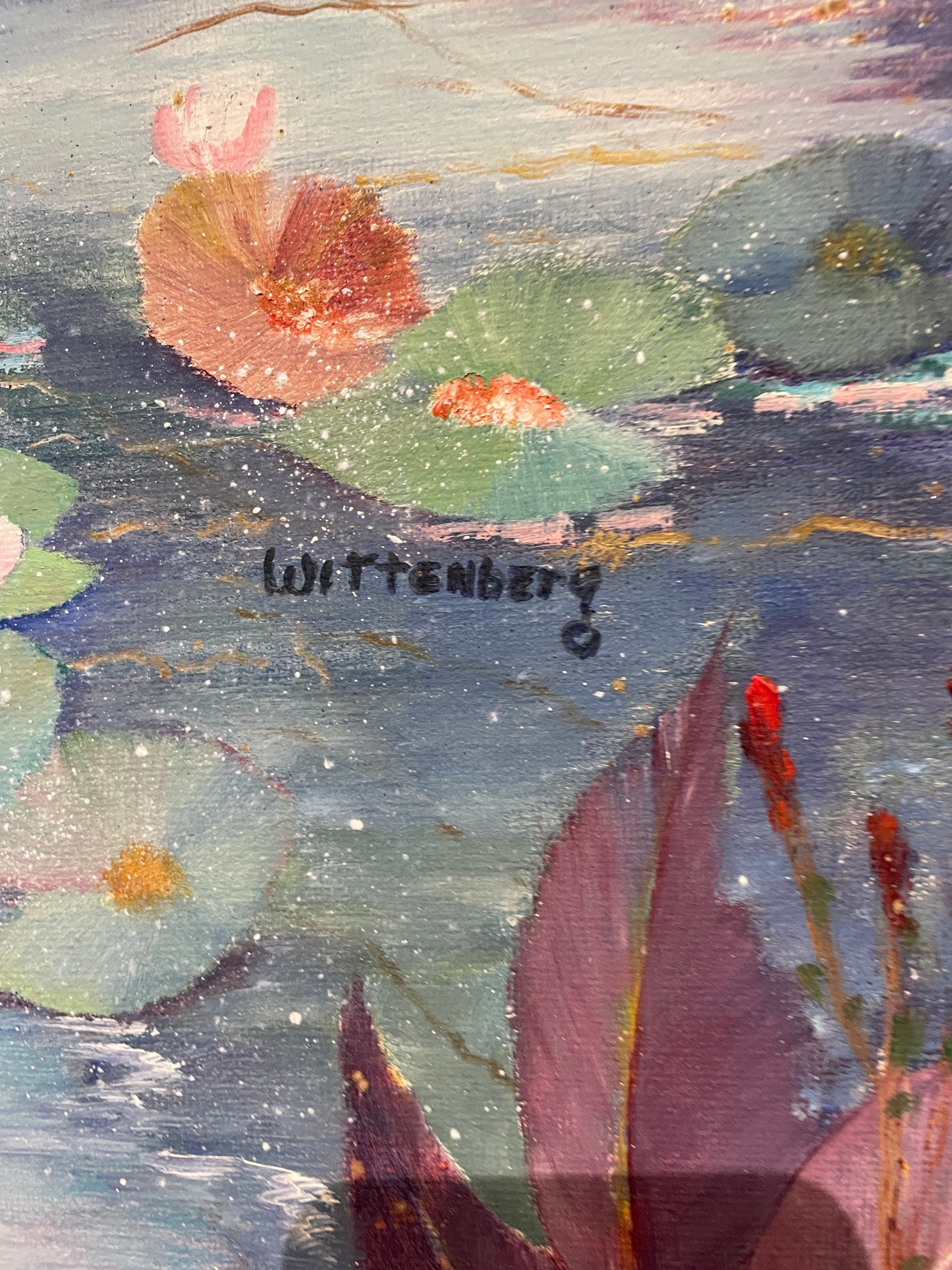 Jeanette Wittenberg Oil on Canvas, Lilies on the Pond (0I8002)