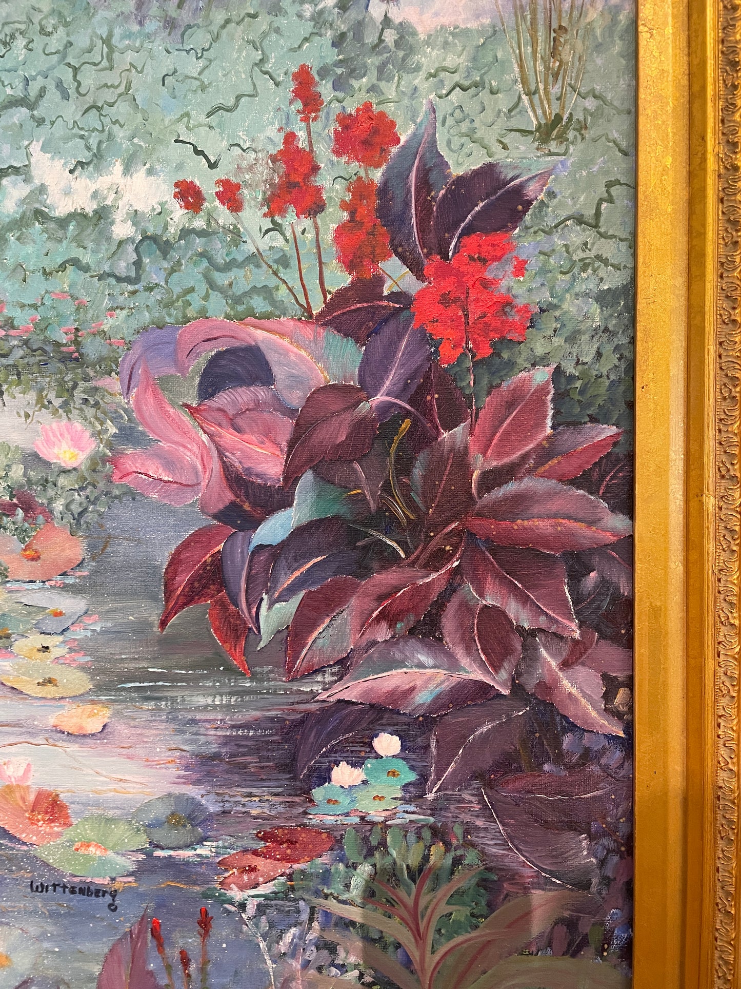 Jeanette Wittenberg Oil on Canvas, Lilies on the Pond (0I8002)