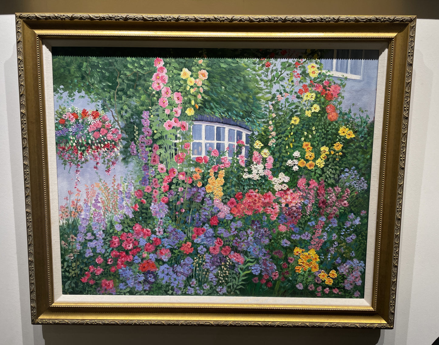 Jeanette Wittenberg Oil on Canvas, Garden with Bay Window (0I8004)
