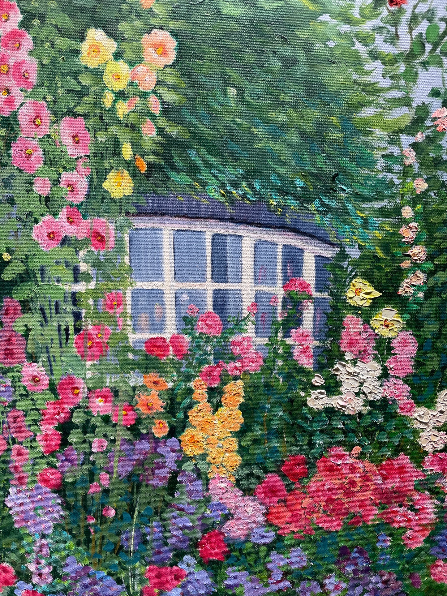 Jeanette Wittenberg Oil on Canvas, Garden with Bay Window (0I8004)