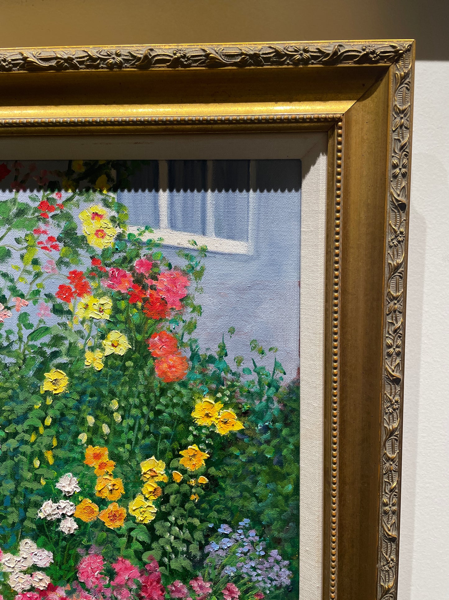 Jeanette Wittenberg Oil on Canvas, Garden with Bay Window (0I8004)