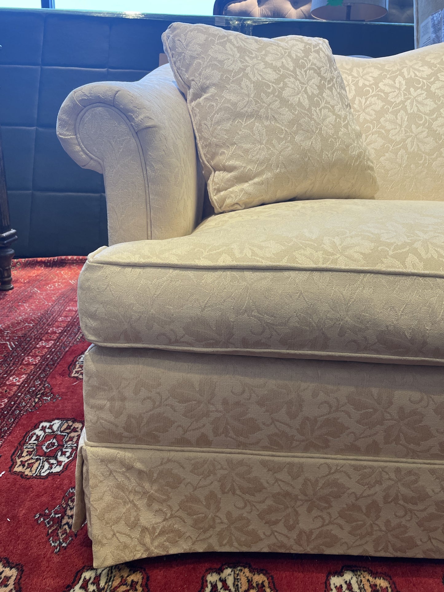 Sovereign by Hickory Chair Co. Damask Camel Back Sofa (0IP001)