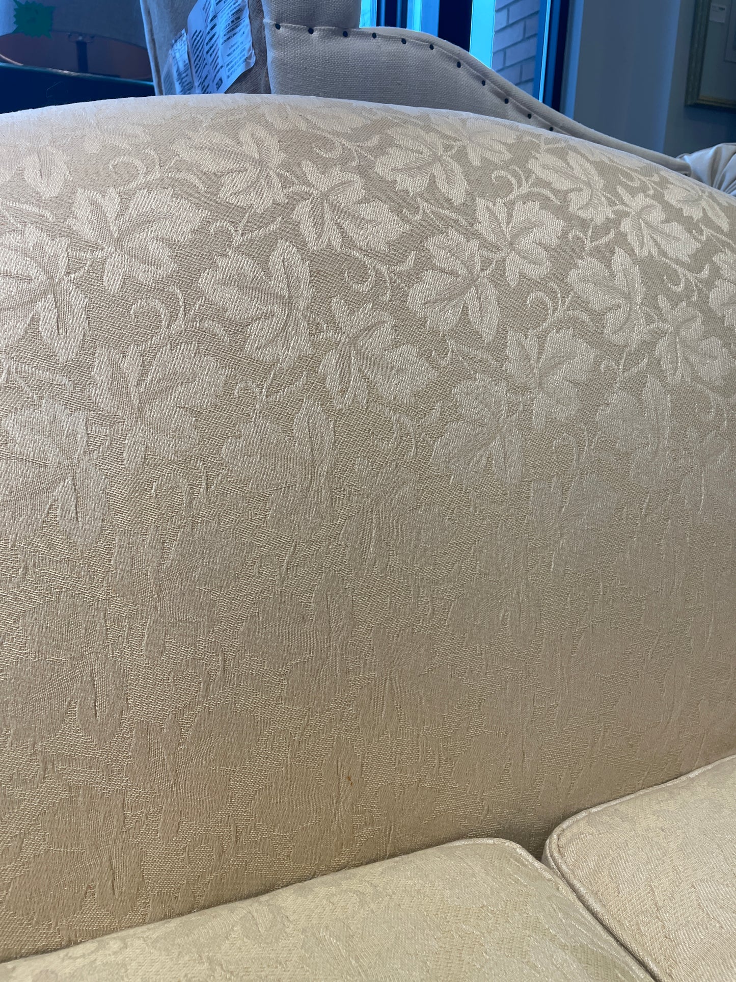 Sovereign by Hickory Chair Co. Damask Camel Back Sofa (0IP001)