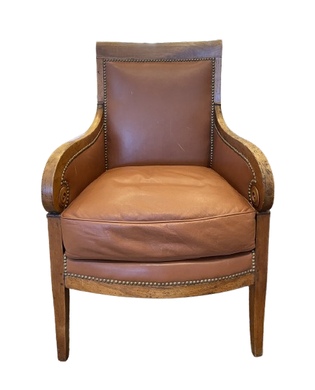 19th Century Charles X Leather Bergère Chair (0AG00E)