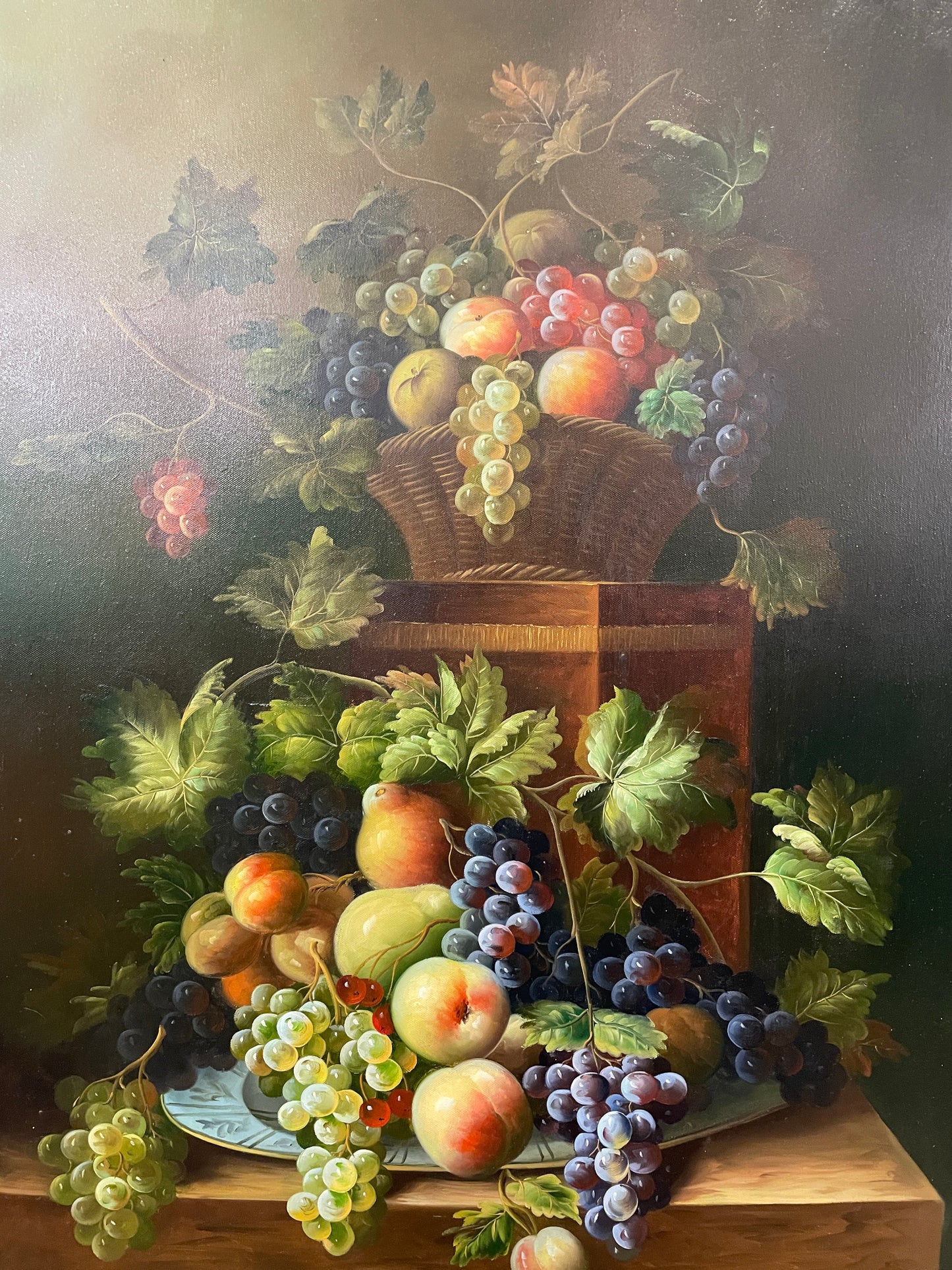 Vintage Still Life Fruit Oil on Canvas, unsigned (0MJ00A)