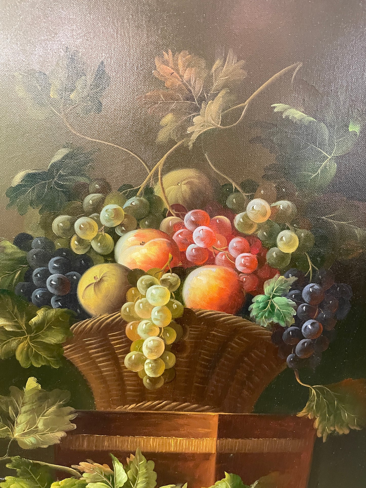 Vintage Still Life Fruit Oil on Canvas, unsigned (0MJ00A)