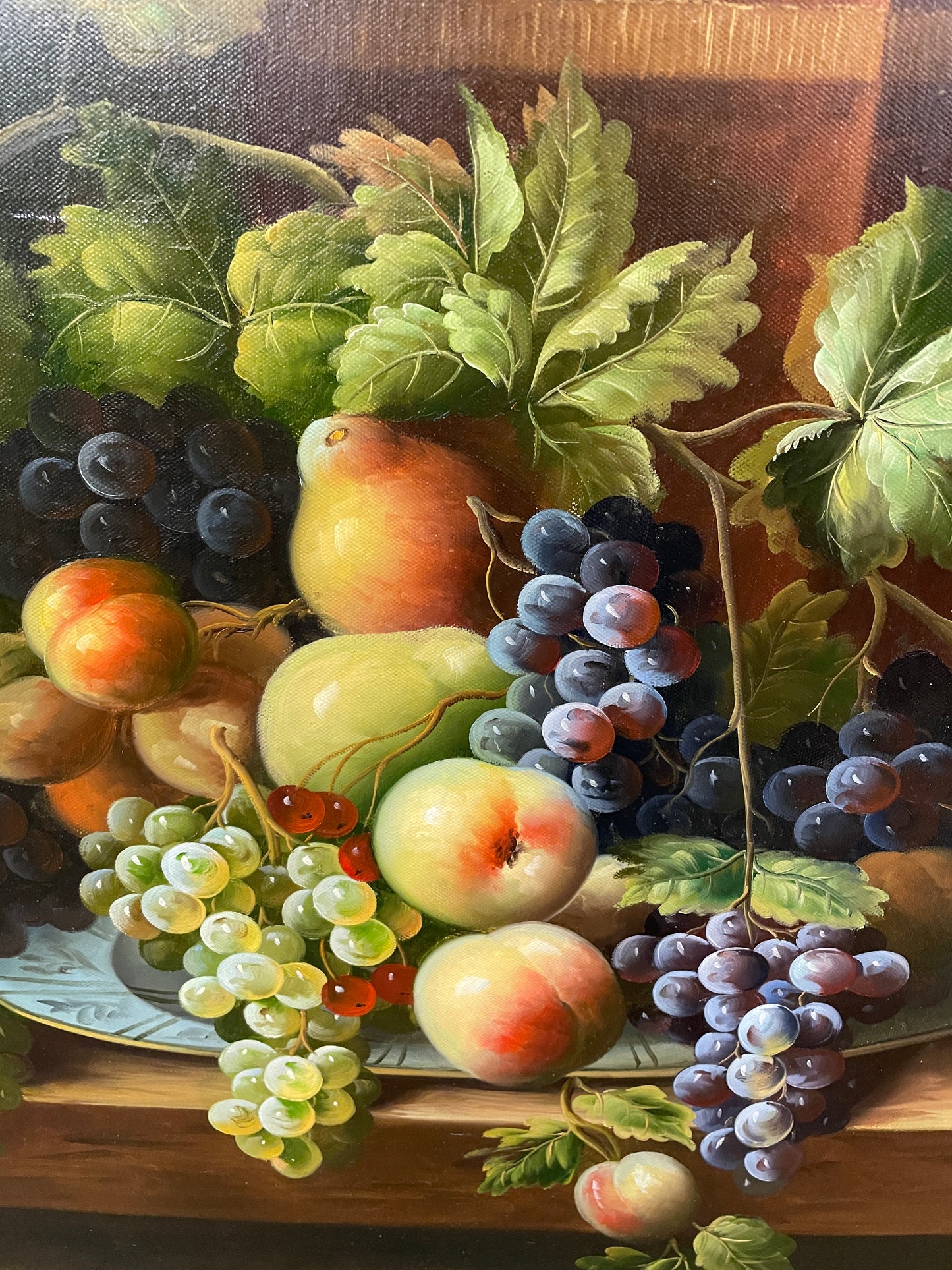 Vintage Still Life Fruit Oil on Canvas, unsigned (0MJ00A)