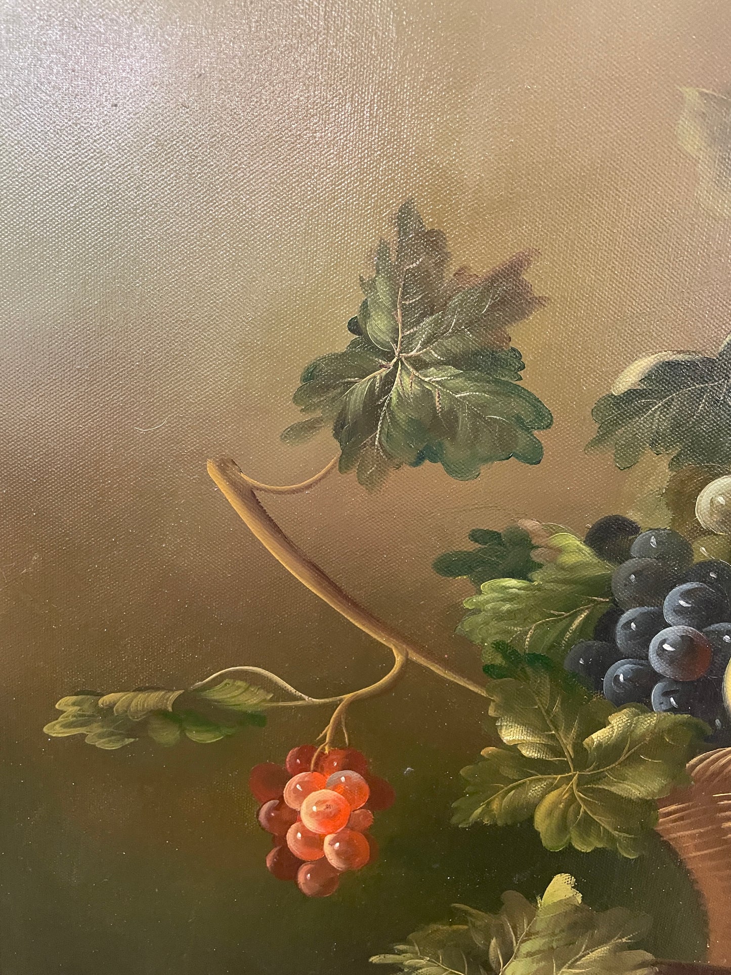 Vintage Still Life Fruit Oil on Canvas, unsigned (0MJ00A)