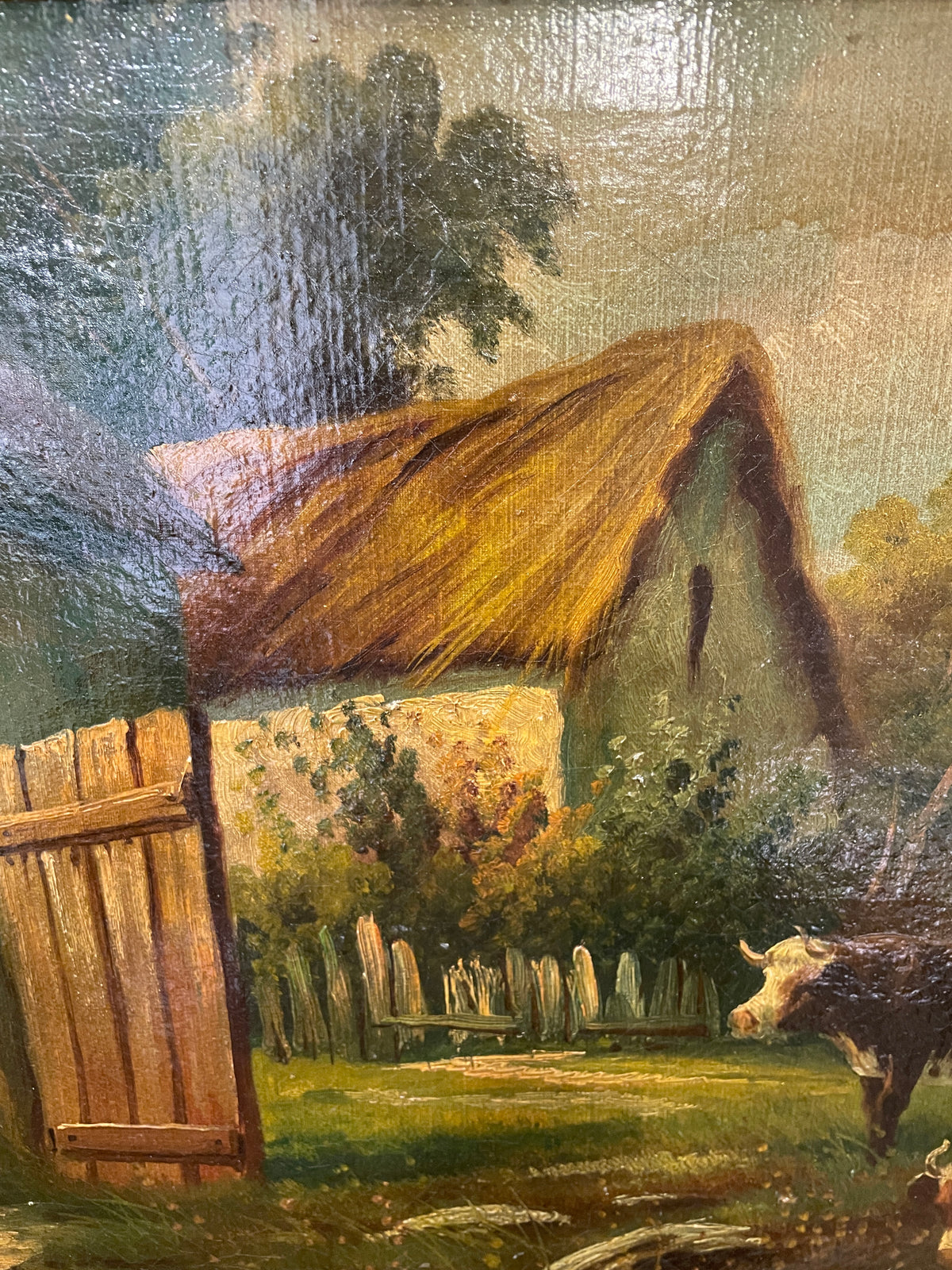19th Century Oil on Canvas, Pastoral with Cows, Signed (0QH006)