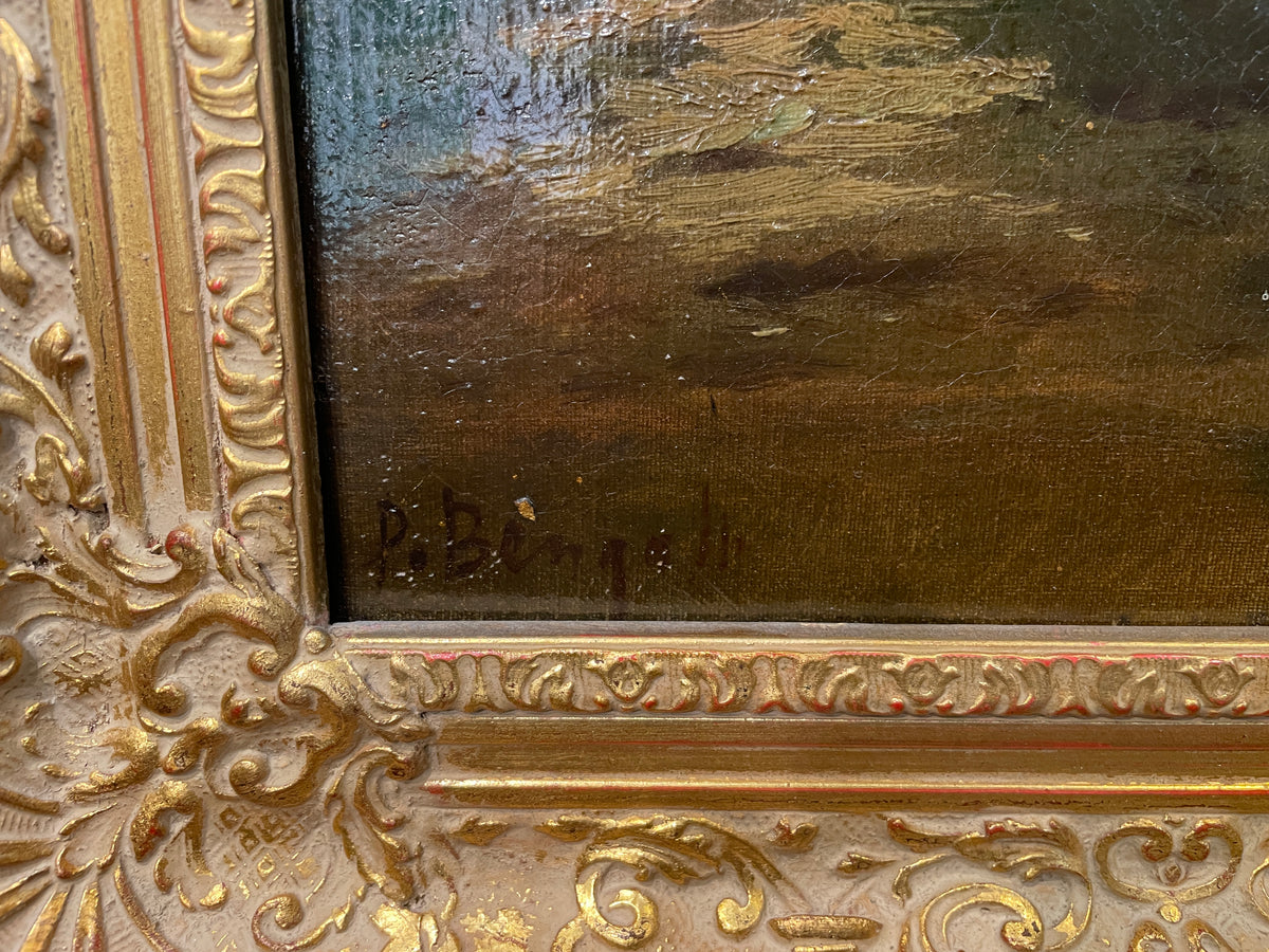 19th Century Oil on Canvas, Pastoral with Cows, Signed (0QH006)