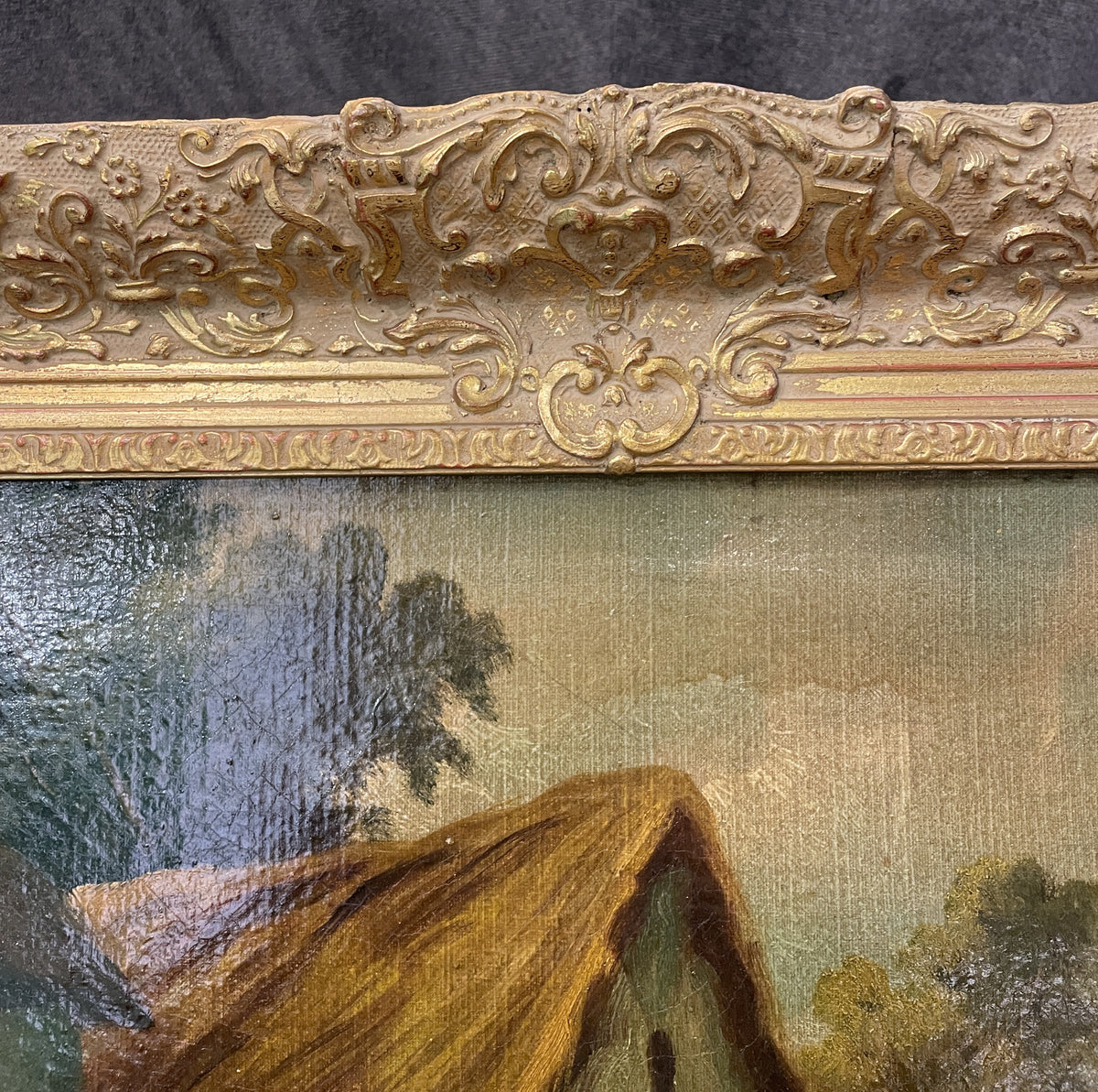 19th Century Oil on Canvas, Pastoral with Cows, Signed (0QH006)