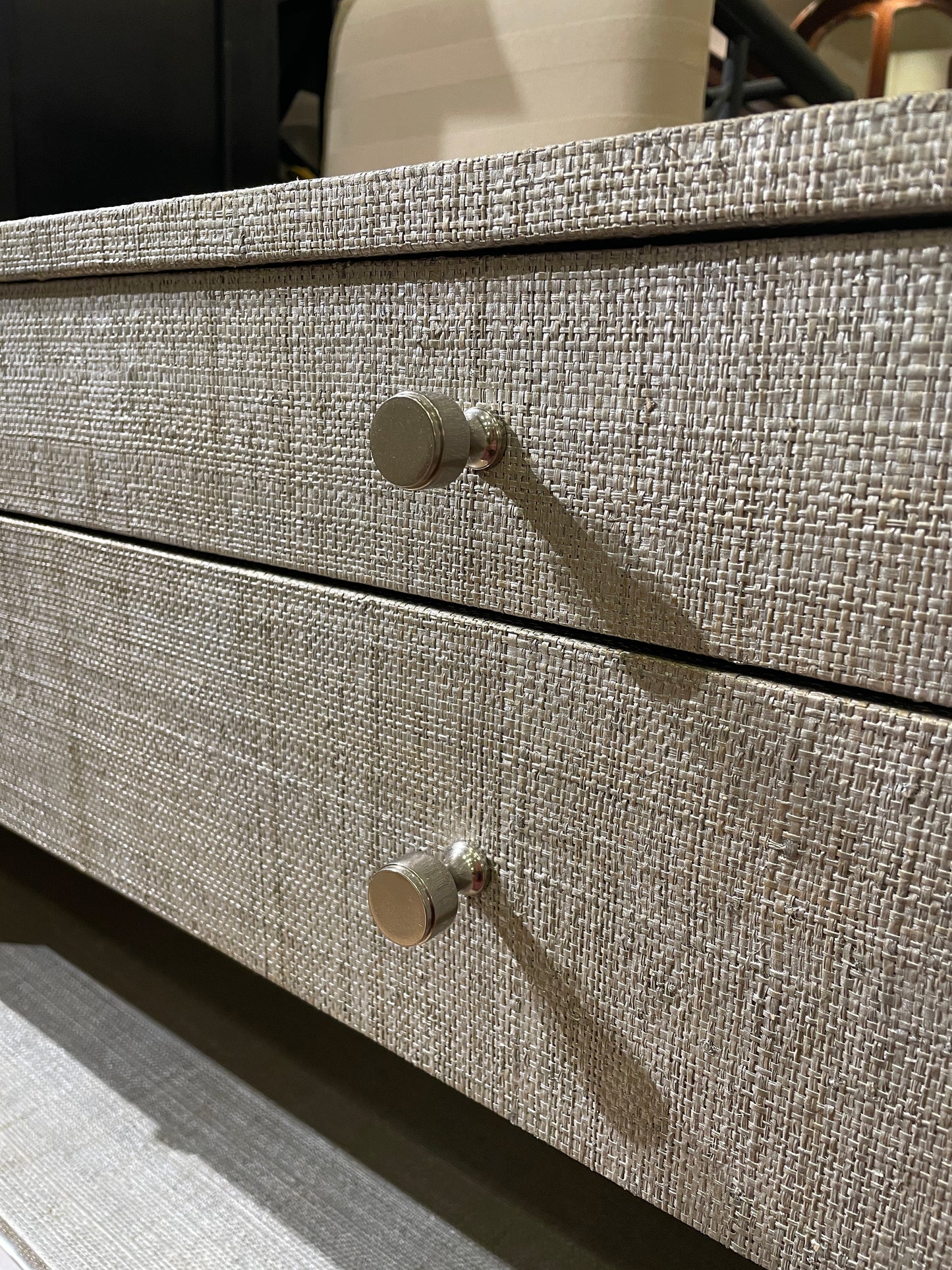 Bernhardt "Saba" Grasscloth Nightstands, a pair (0IV00J)