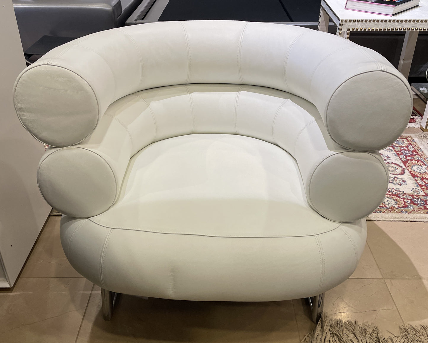 Eileen Gray Bibendum Channel chair by ClassiCon in White Leather (0MM00A)