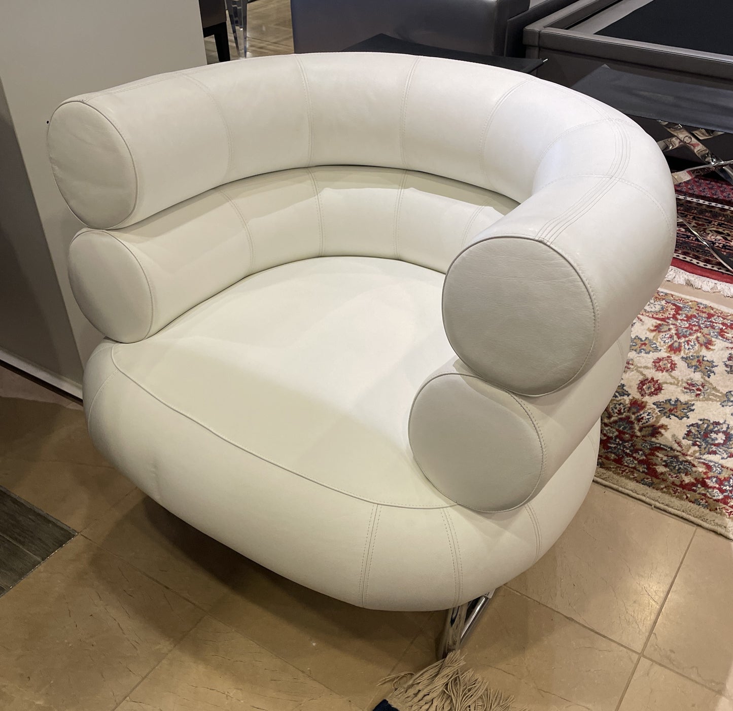 Eileen Gray Bibendum Channel chair by ClassiCon in White Leather (0MM00A)
