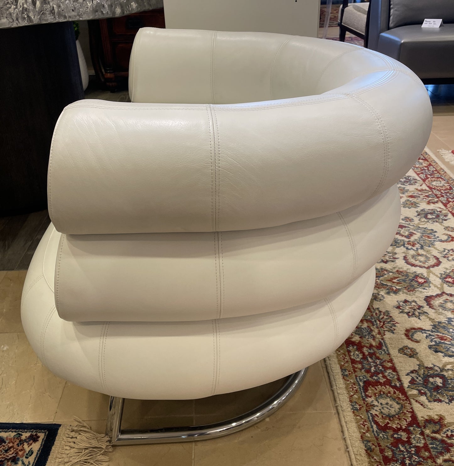 Eileen Gray Bibendum Channel chair by ClassiCon in White Leather (0MM00A)
