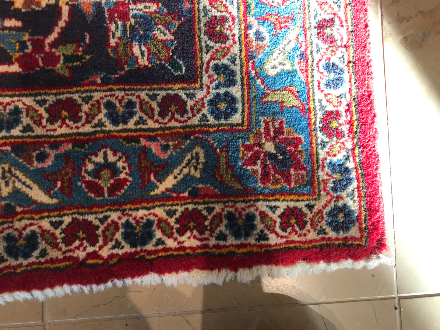 Red and Blue Kashan Rug