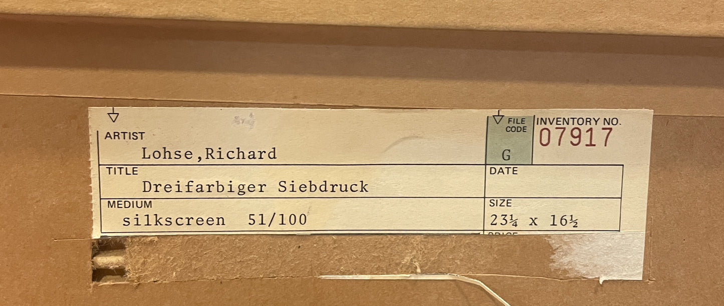 Richard Lohse Serigraph  51/100 AS-IS (0000W5)