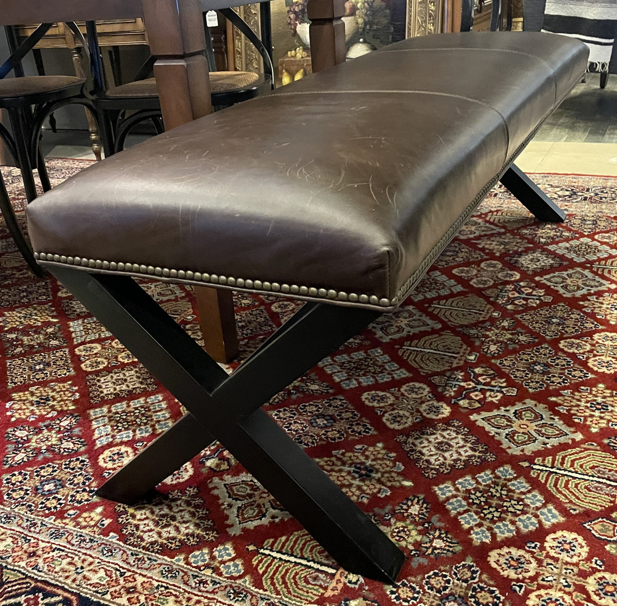 Camden Leather Bench with Tacks (0NX00M)