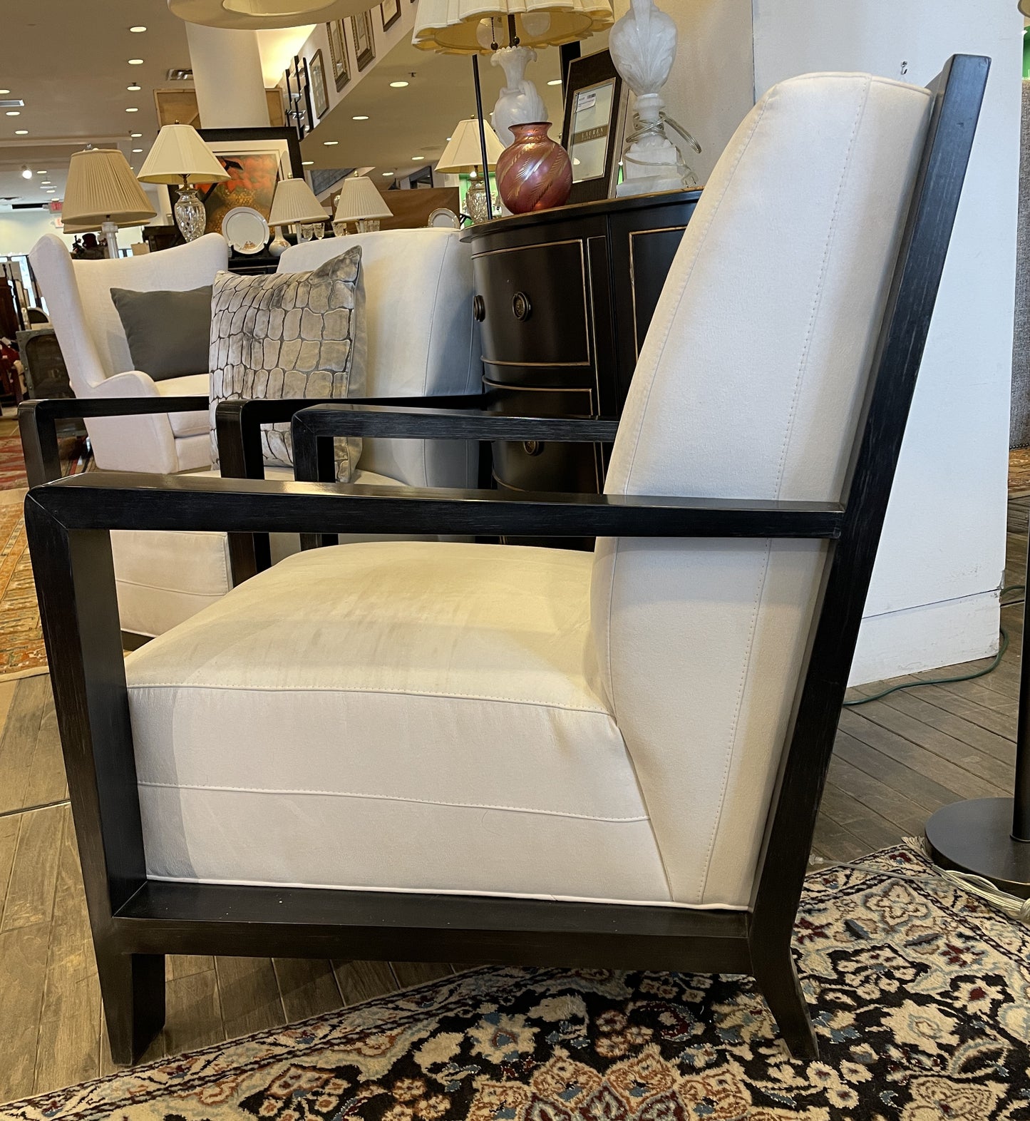 Hickory White Shawn Chair in White Microfiber (Two available) (0IV008)