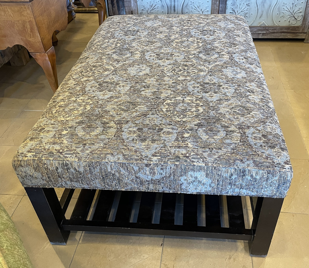 Basset Upholstered Ottoman with Lower Trays, AS IS (0NX00O)