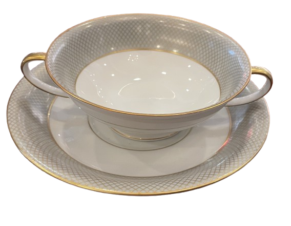 Rosenthal Gray Grail Cream soup and saucers, set of 10